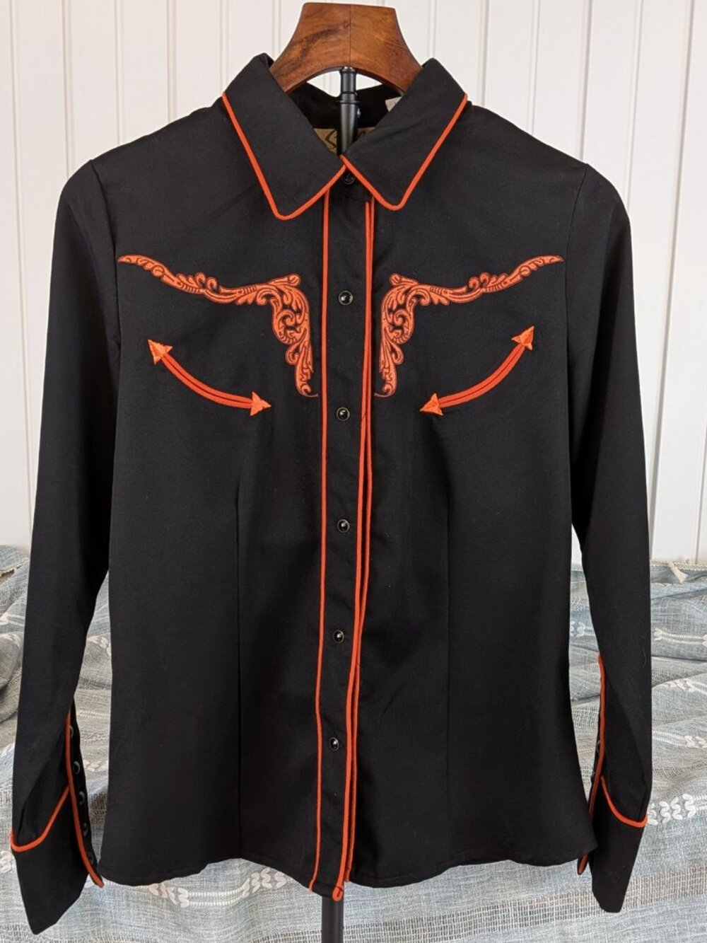 Scully Longhorn Embroidered Western Shirt Black XS PL-811